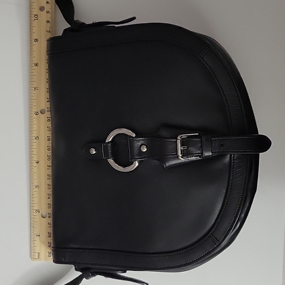 Lauren Ralph Lauren Leather Saddlebag Crossbody Black GUC - Picture 8 of 17